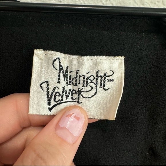 VTG Midnight Velvet Women's 3X Embroidered‎ Black Dress Maxi Boho Casual Wedding - Picture 5 of 11